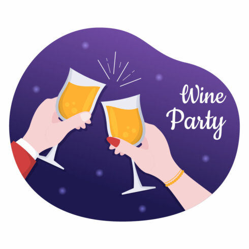 10 Wine Party Flat Illustration cover image.