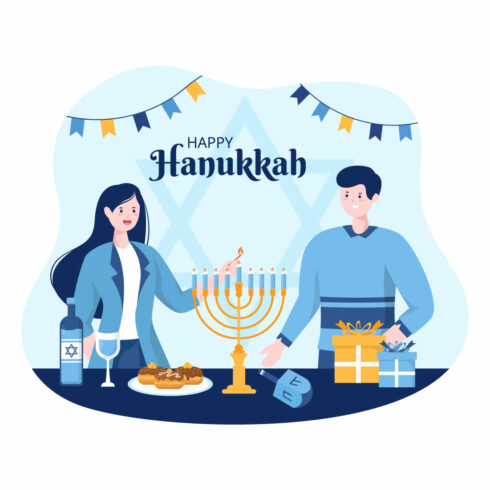 14 Happy Hanukkah Jewish Holiday Illustration cover image.