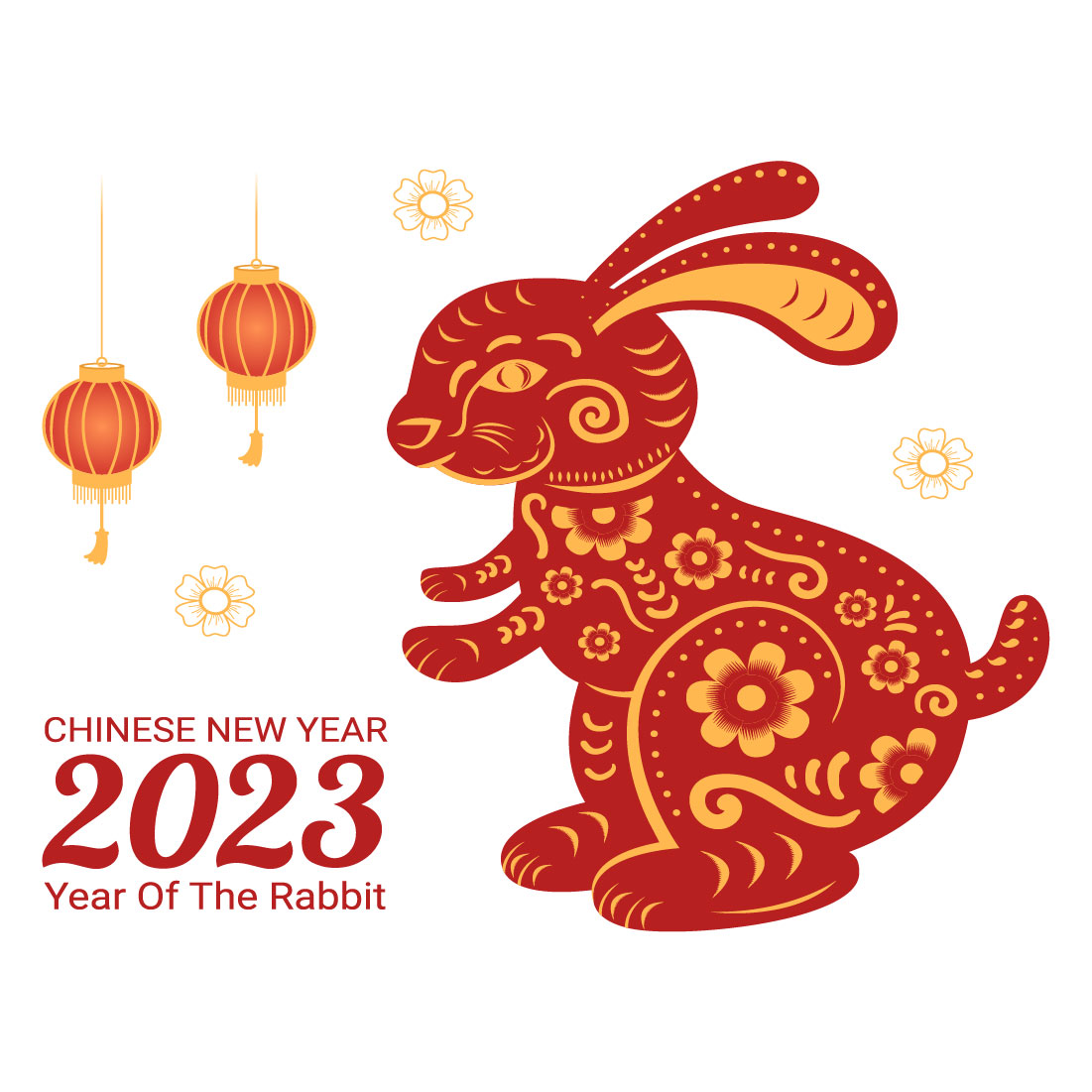 Happy new year 2023 lunar rabbit Royalty Free Vector Image
