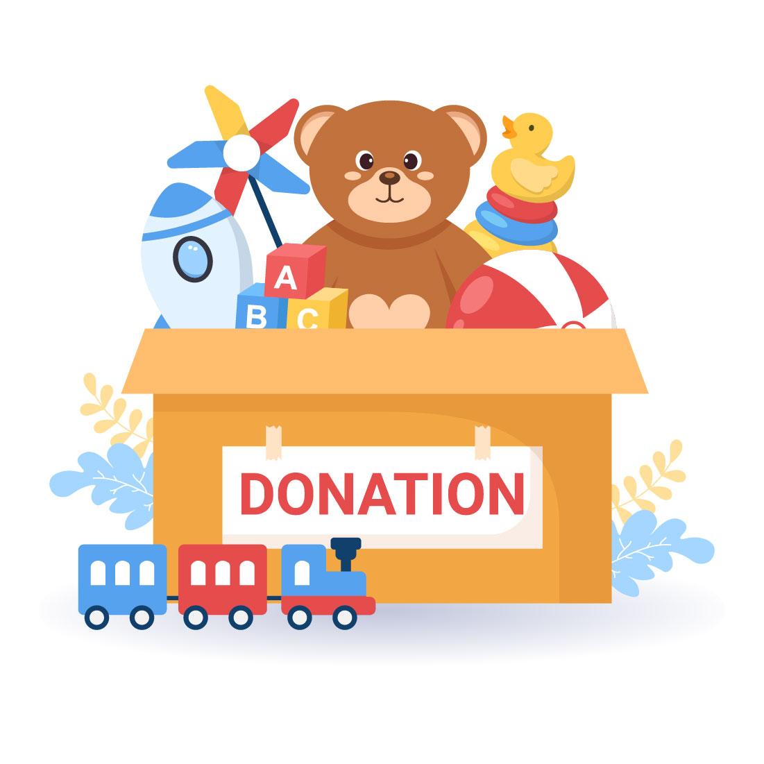 8 Donation Box Toys for Children Illustration preview image.