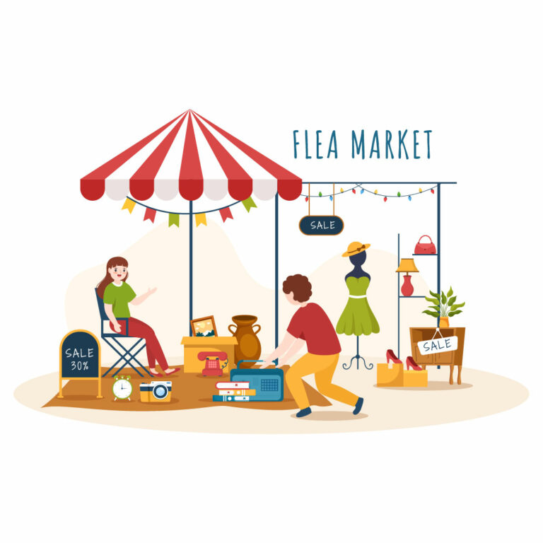 10 Flea Market Second Hand Shop Illustration - MasterBundles