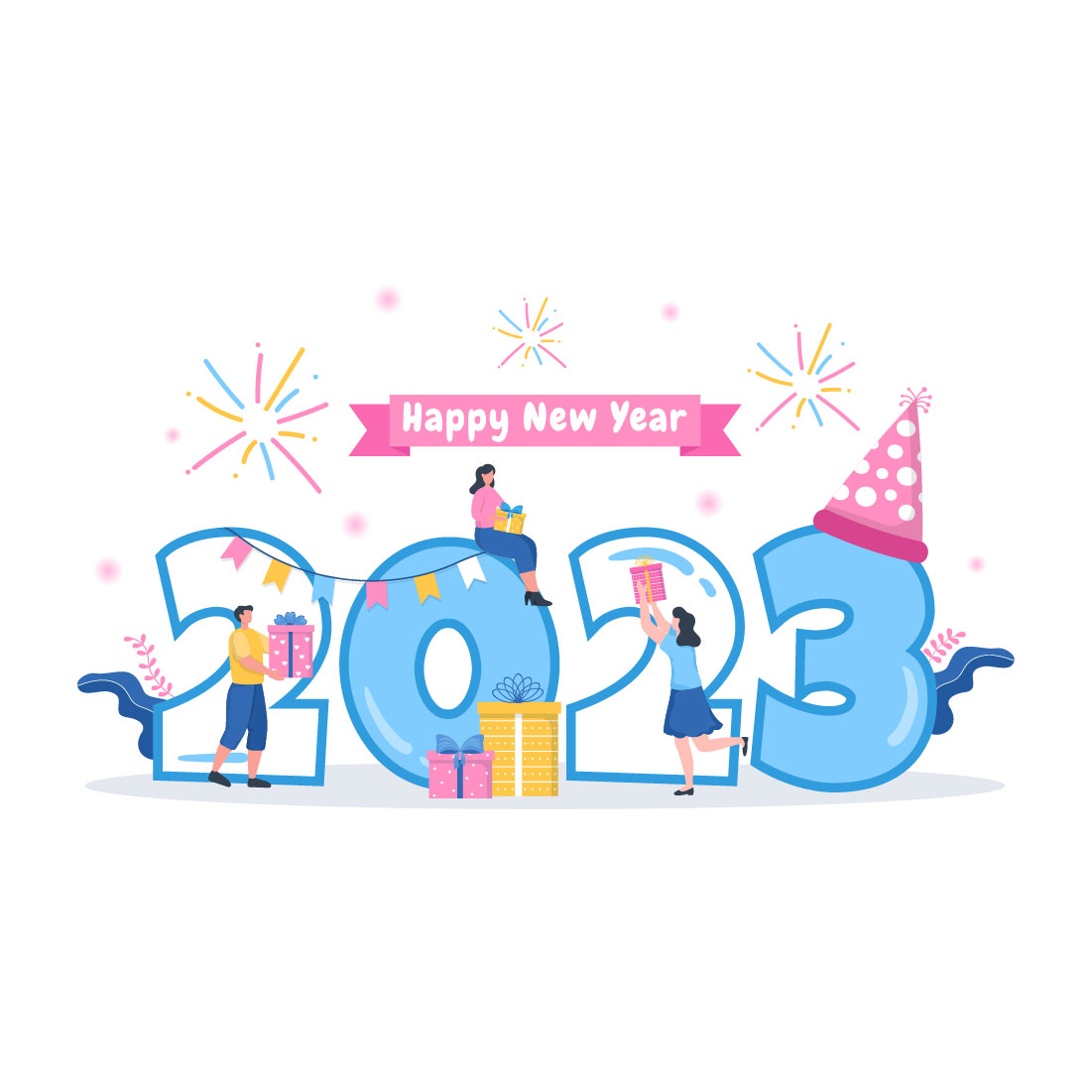 12 Happy New Year 2023 Illustration preview image.