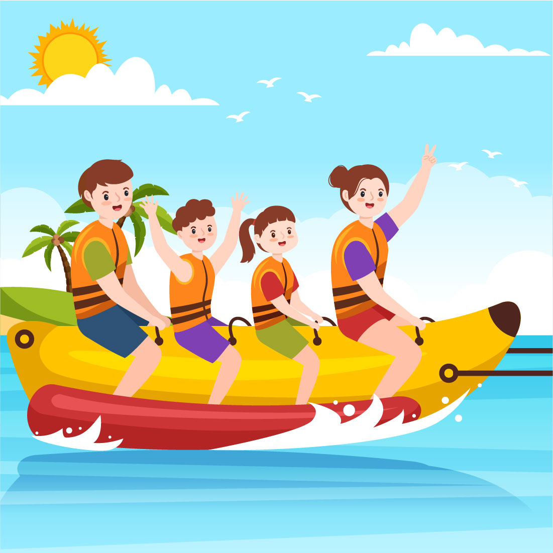 12 Playing Banana Boat and Jet Ski Illustration preview image.