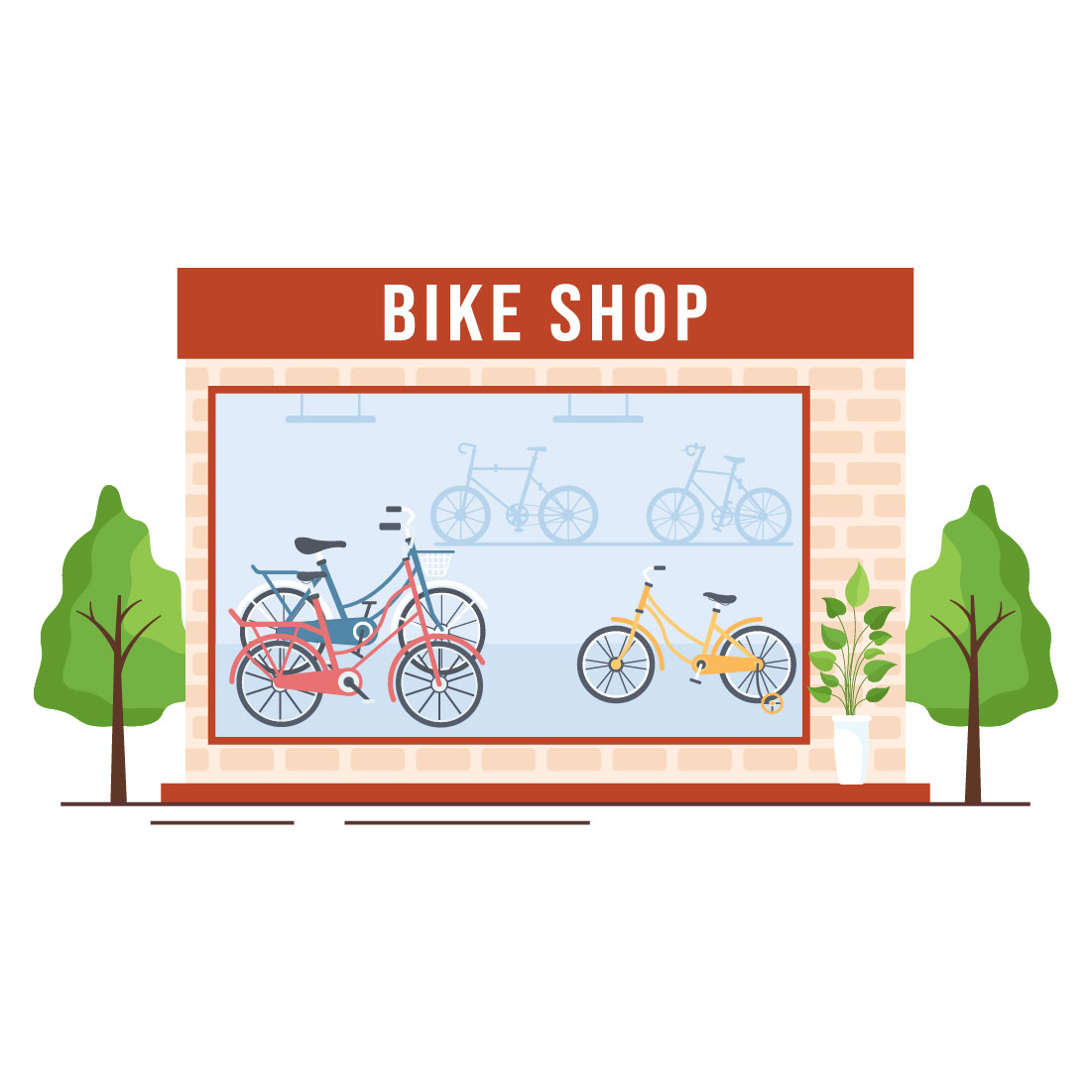 10 Bike Shop Illustration preview image.