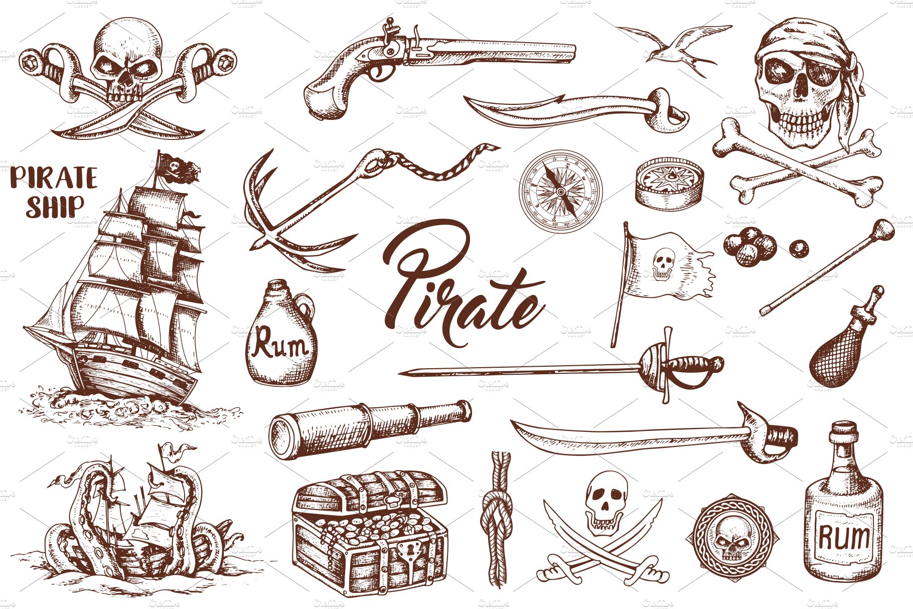Pirate elements in a ventage style.