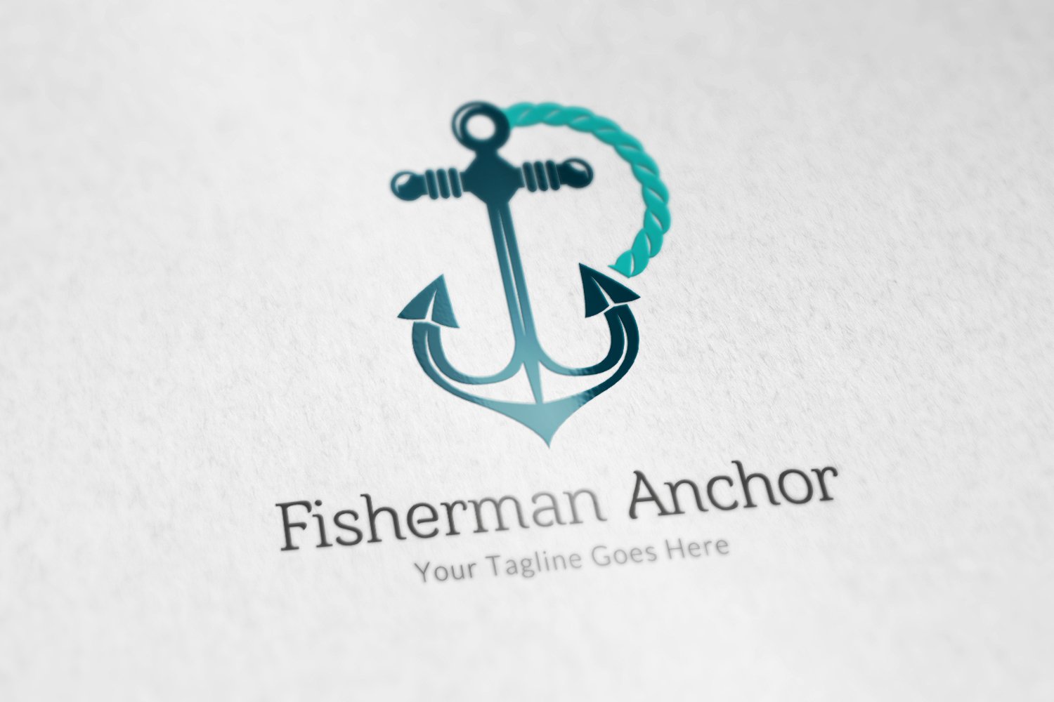 Matte white paper with a turquoise anchor logo.