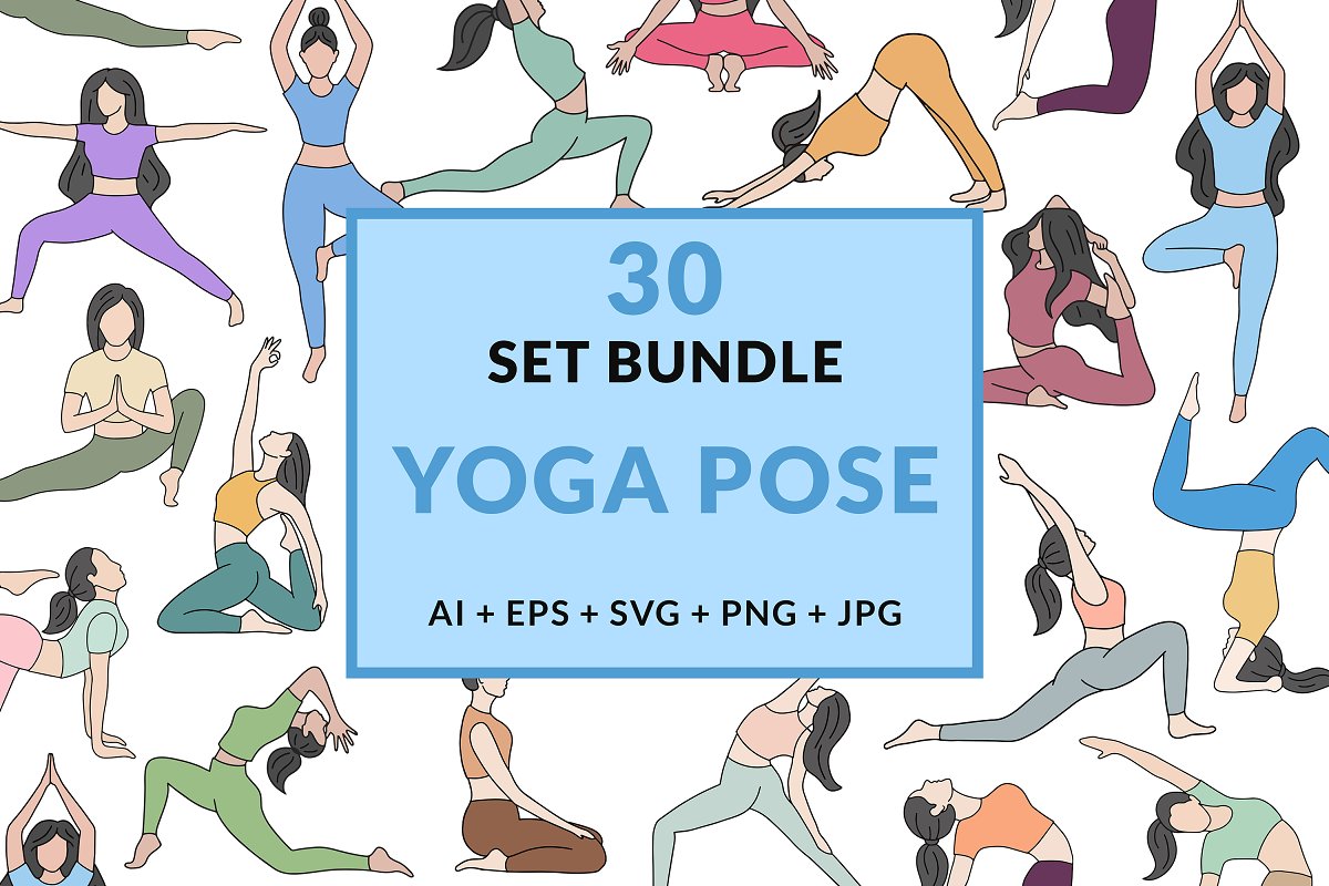 Cover image of 30 Bundle Women Yoga Pose Wellness.