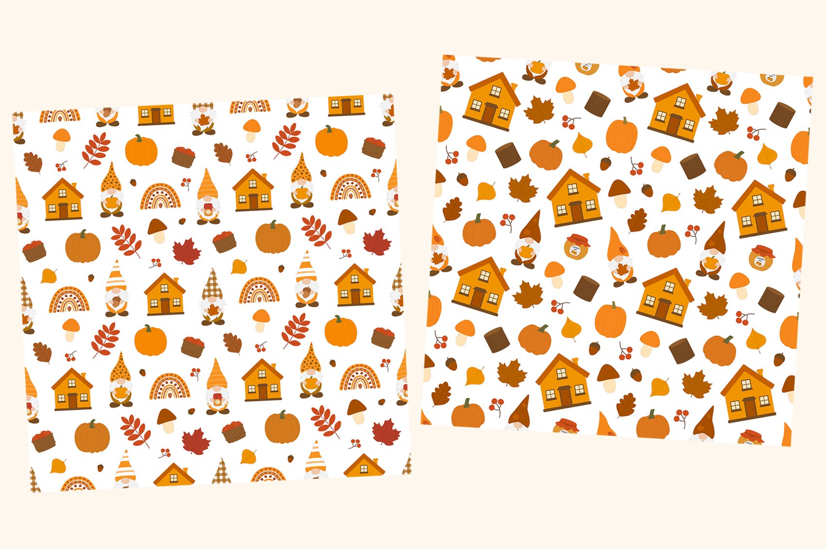 Two patterns with gnomes.