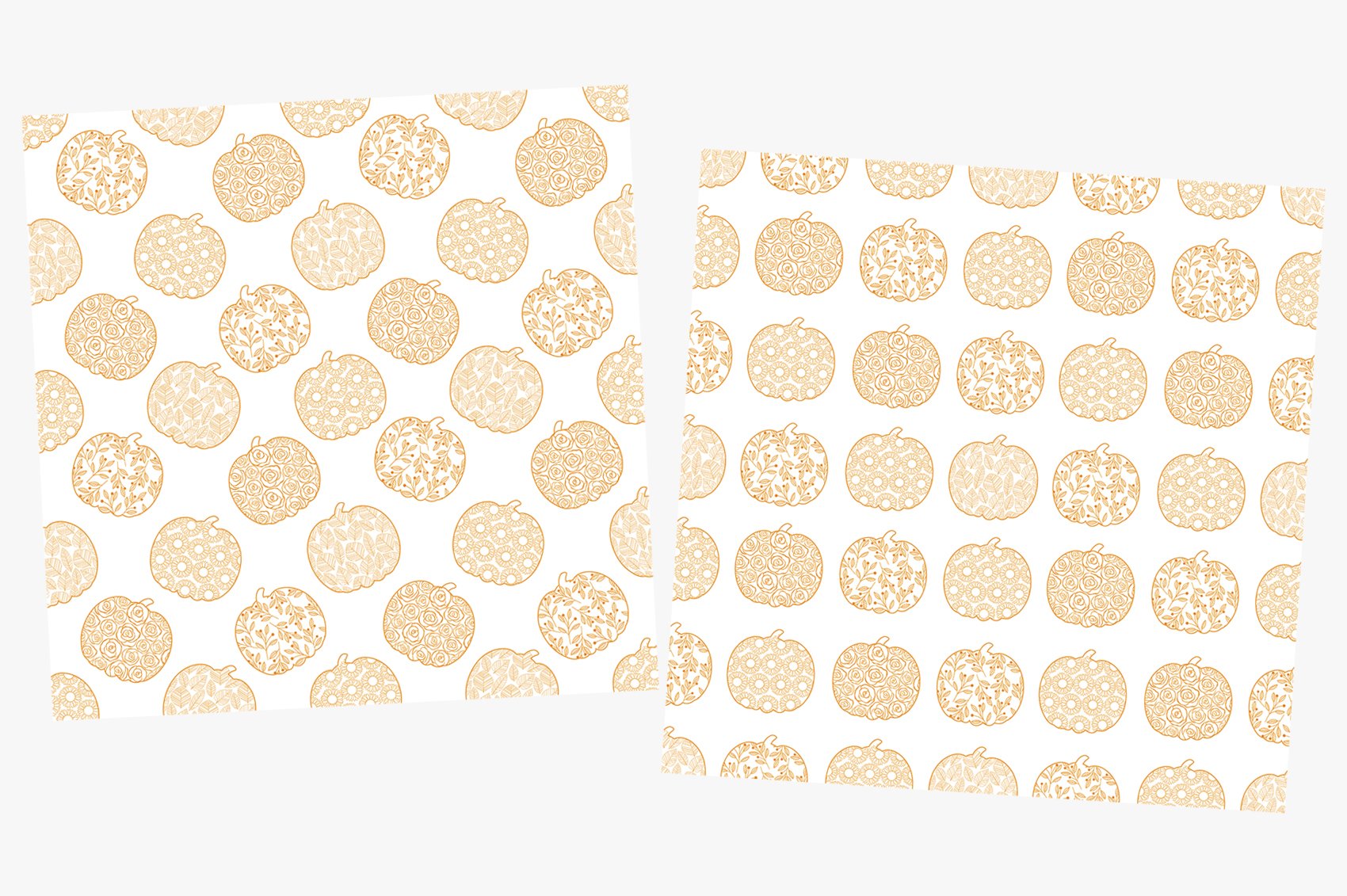 Two patterns options with so delicate pumpkins.