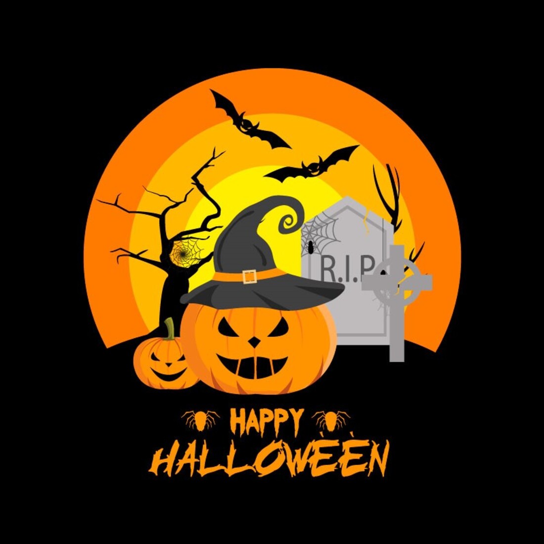 Halloween T-shirt Design with Pumpkin preview image.