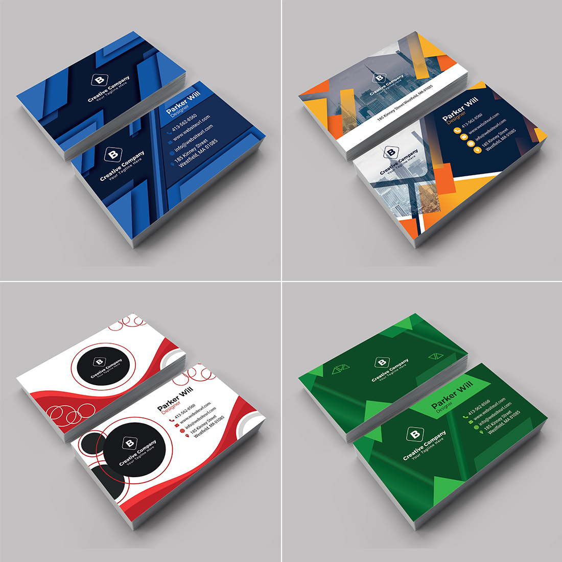 4 Corporate Business Cards Bundle cover image.