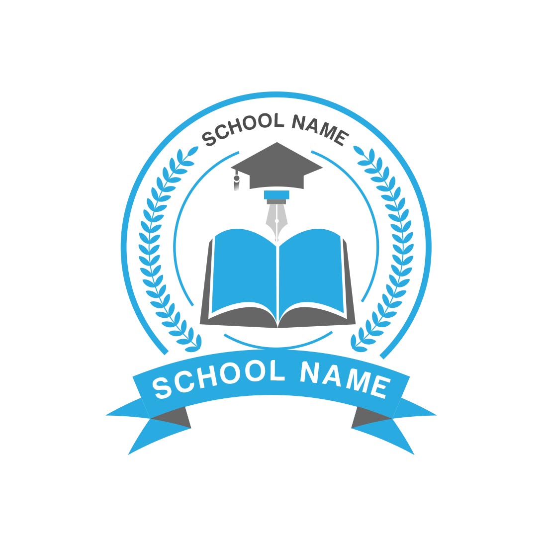 Stylish School Logo Template Resizable and Editable Preview image.