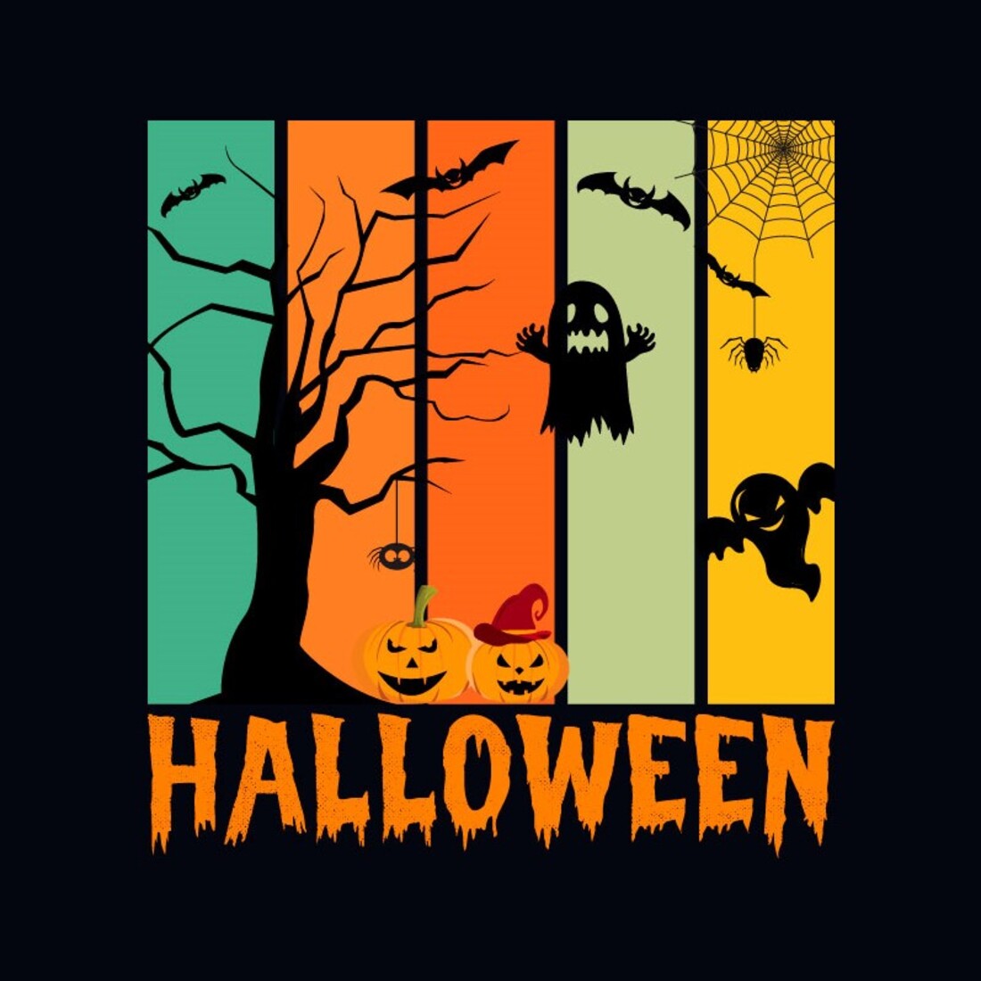 Halloween Color Vintage T-shirt cover image.