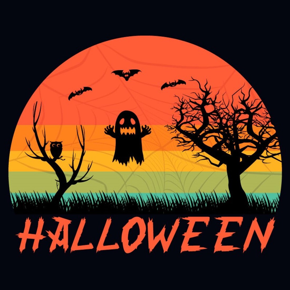 Retro Halloween T-shirt Design cover image.