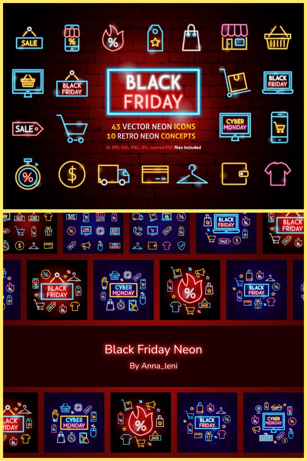 Mix of Neon Signs for Black Friday.