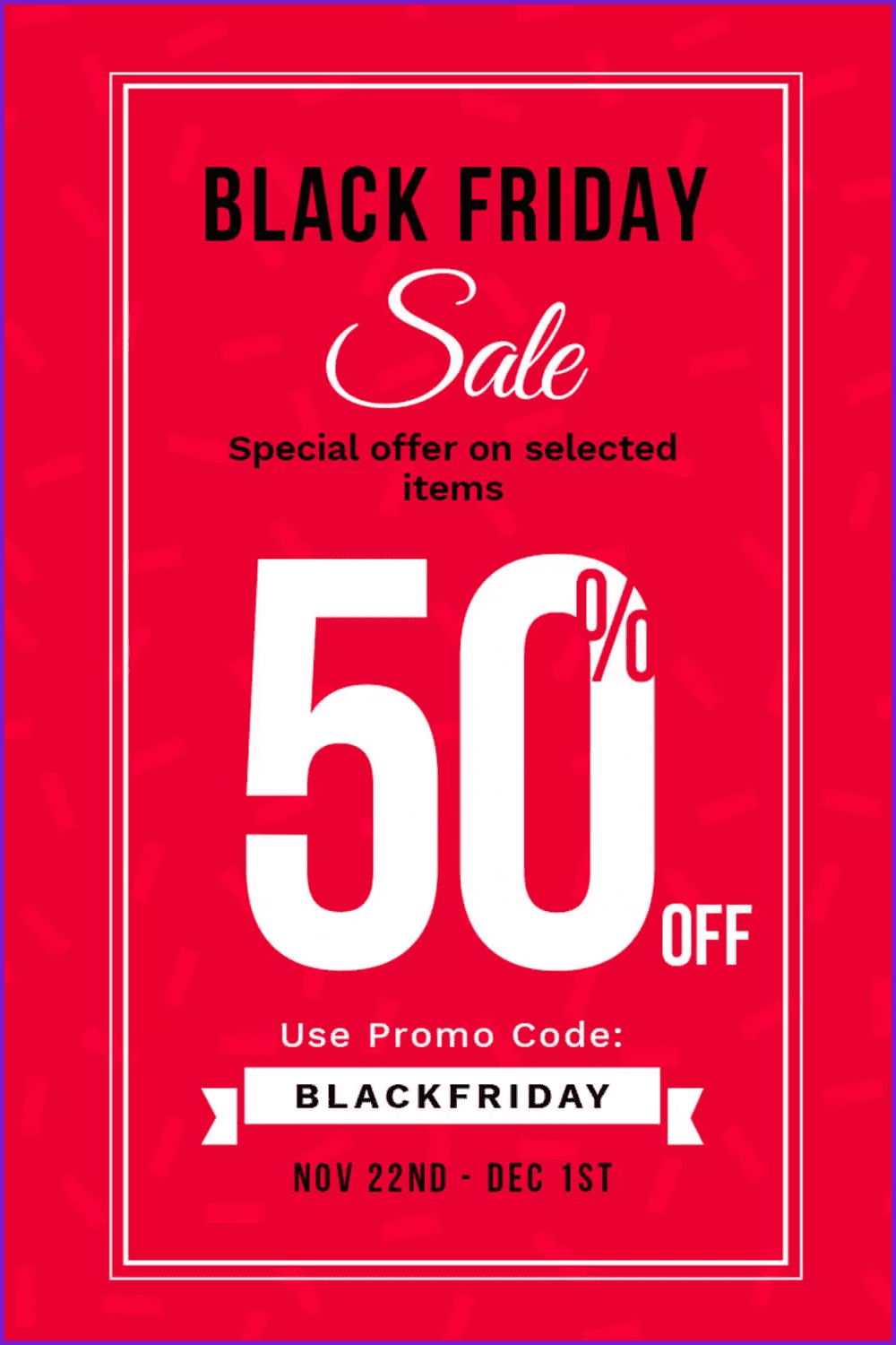 Black Friday text poster with red background.