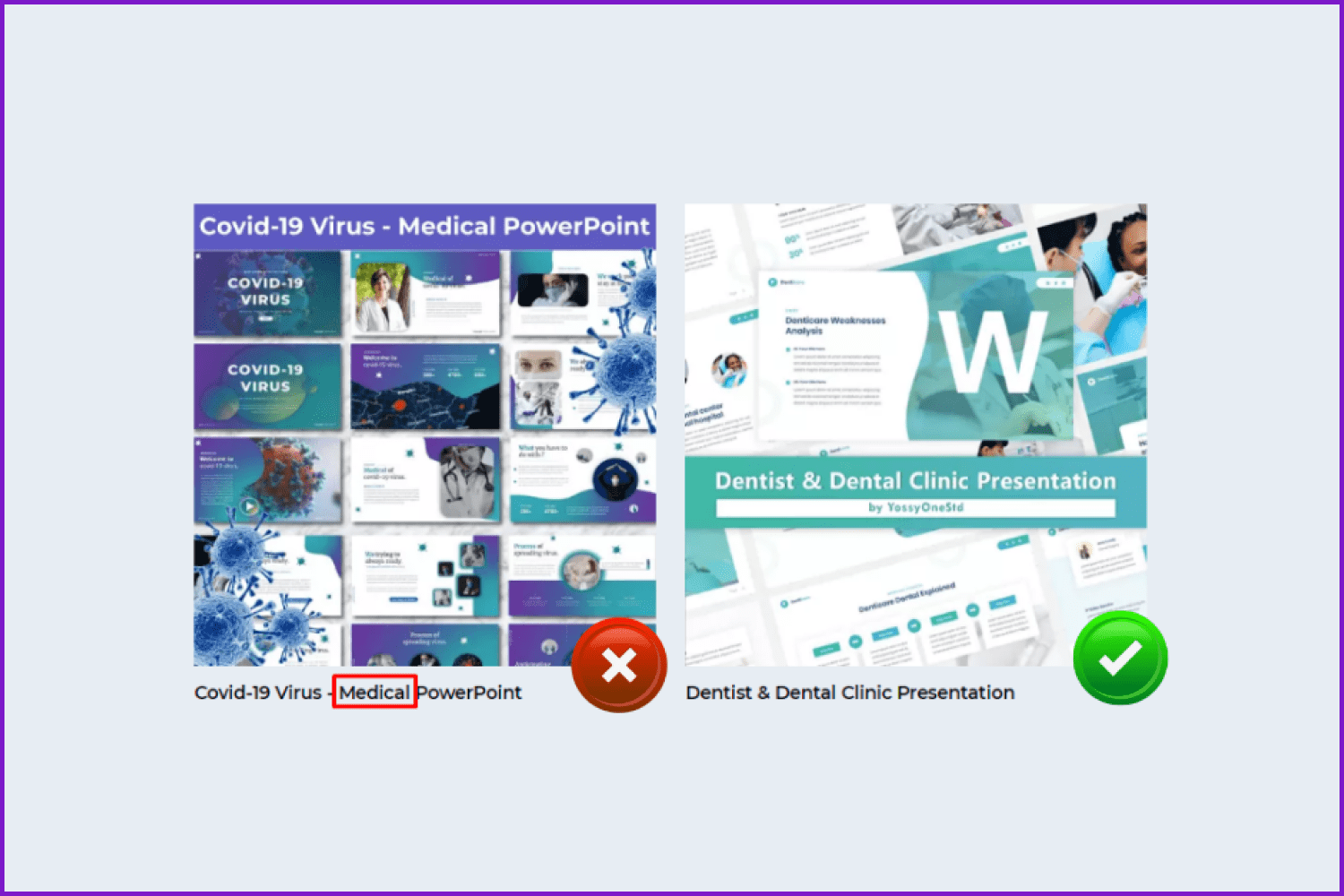 Screenshots of blue and green power point medicine templates.