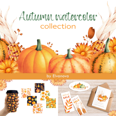 Autumn watercolor collection.
