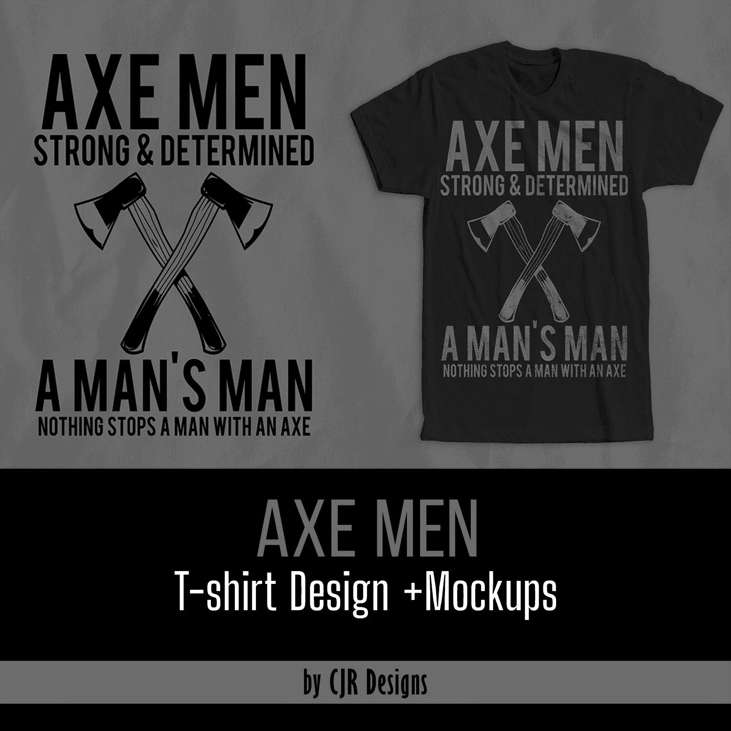 Black T-shirt with great ax graphics.