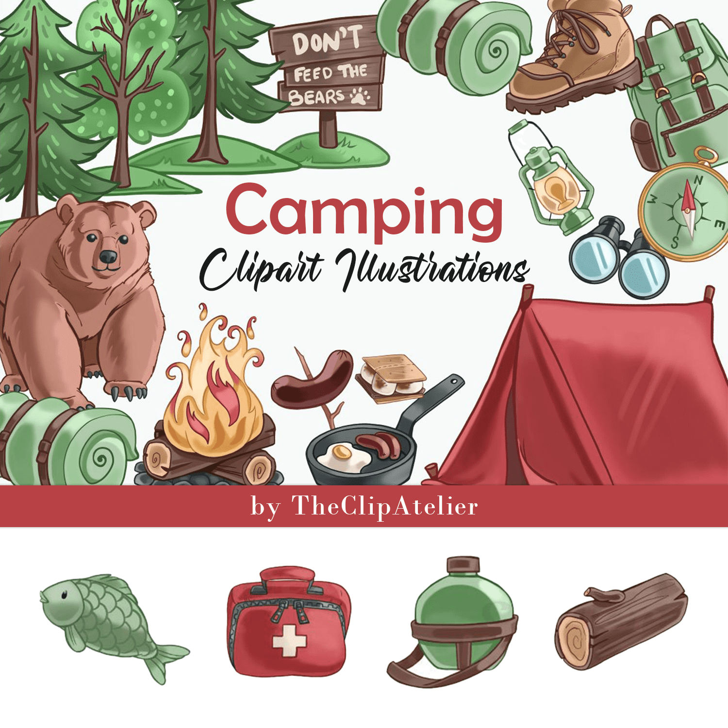 Camping Clipart Illustrations cover.