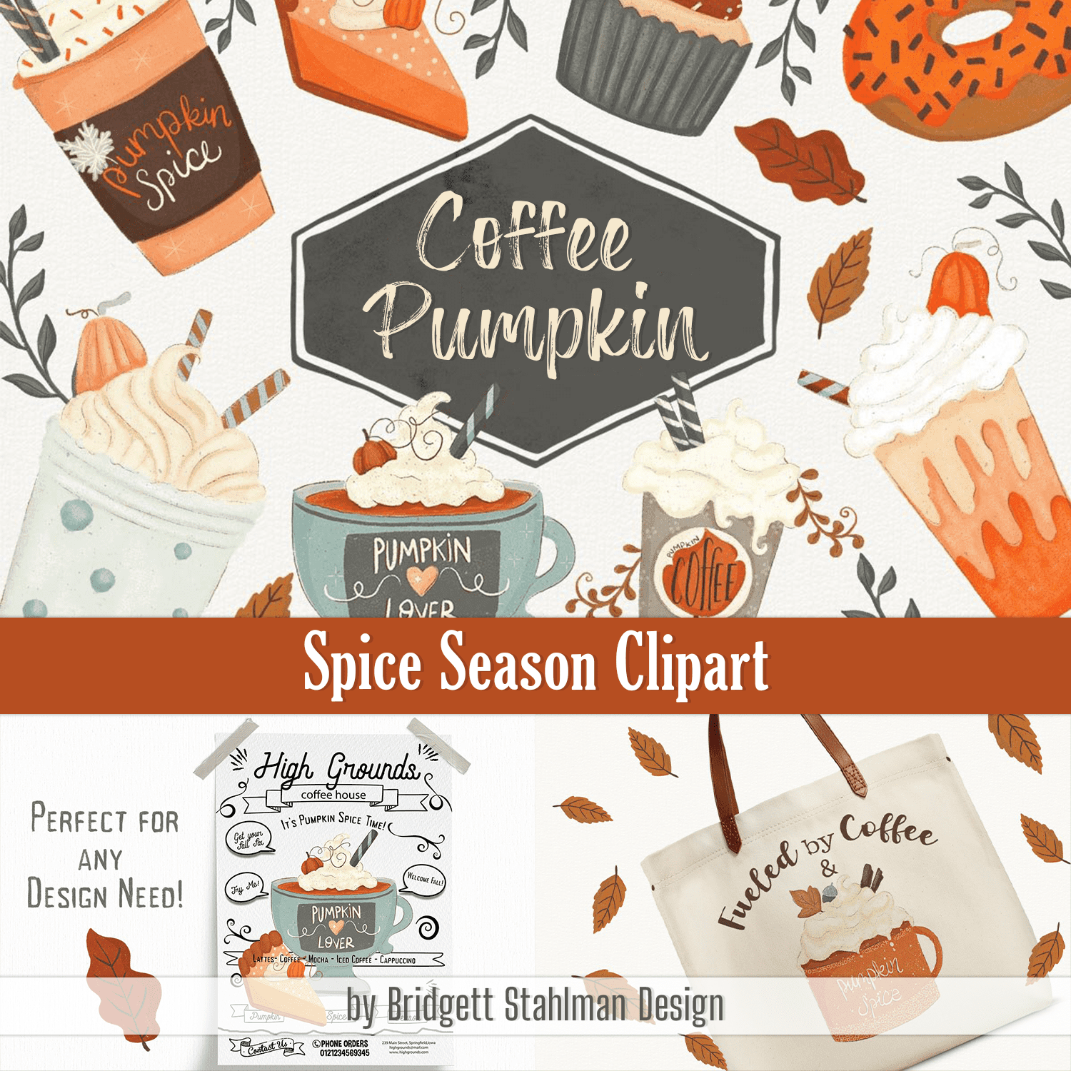 Coffee Pumpkin Spice Season Clipart cover.