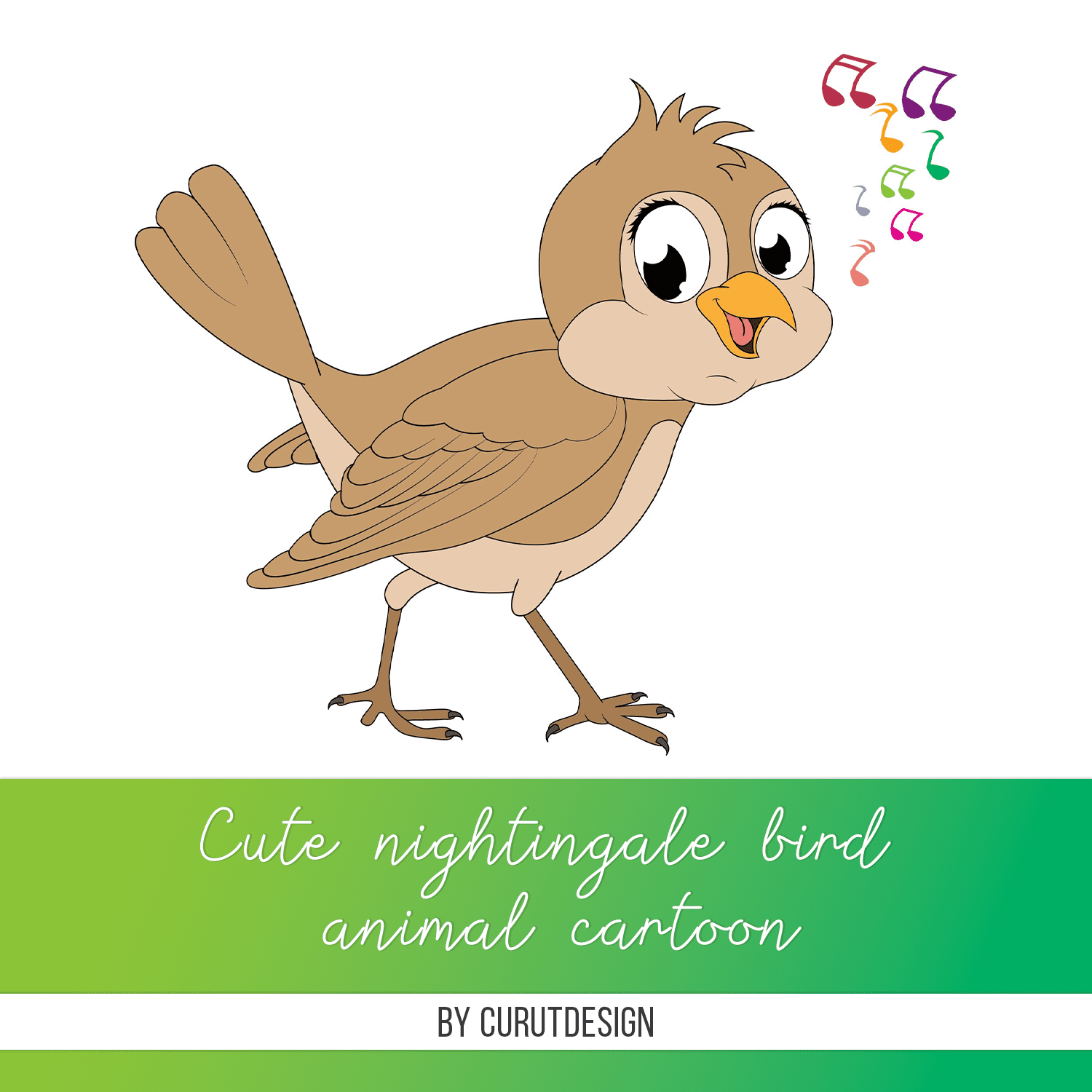 cute nightingale bird animal cartoon cover.