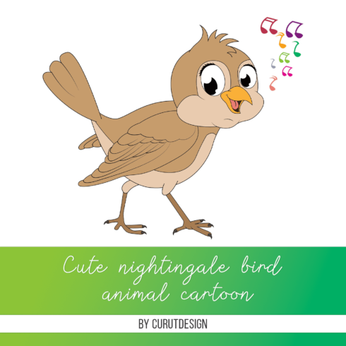 cute nightingale bird animal cartoon.