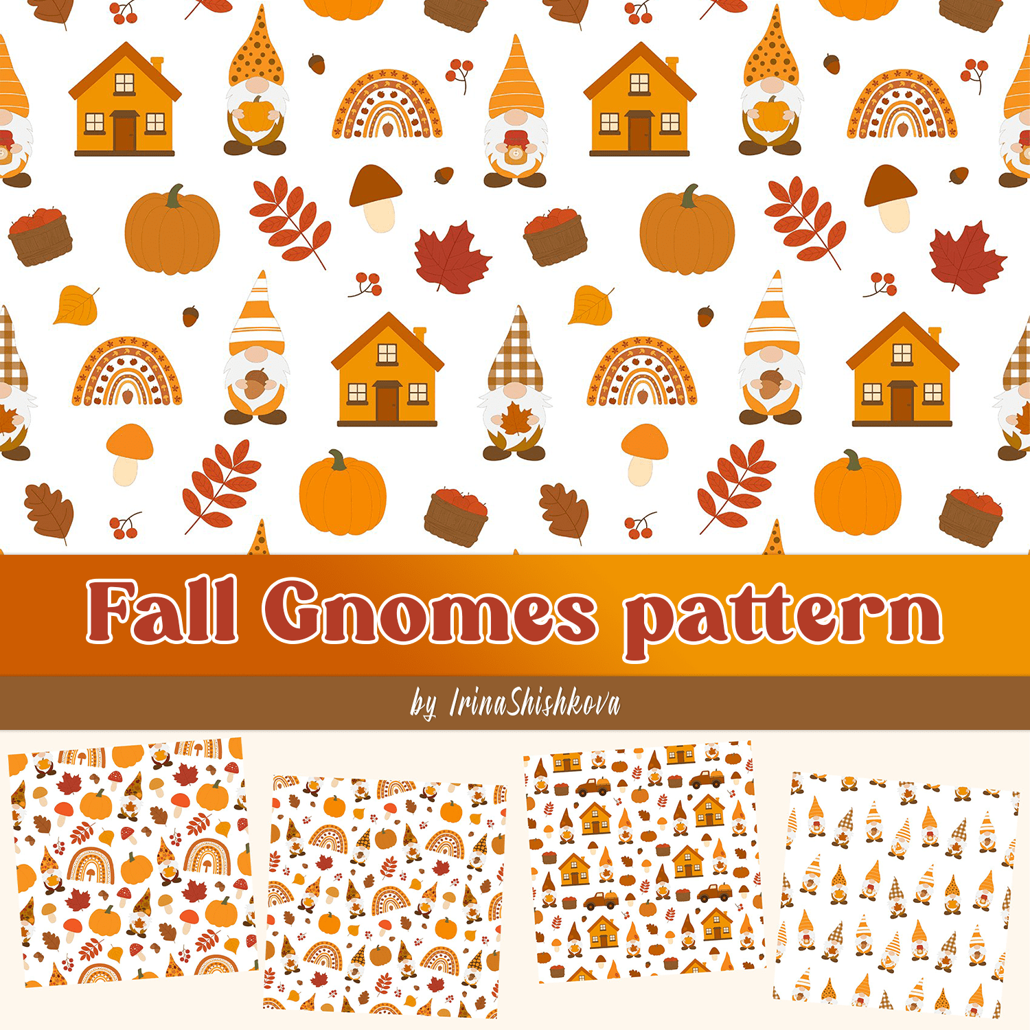 Gnomes pattern. Fall Gnomes pattern. cover.