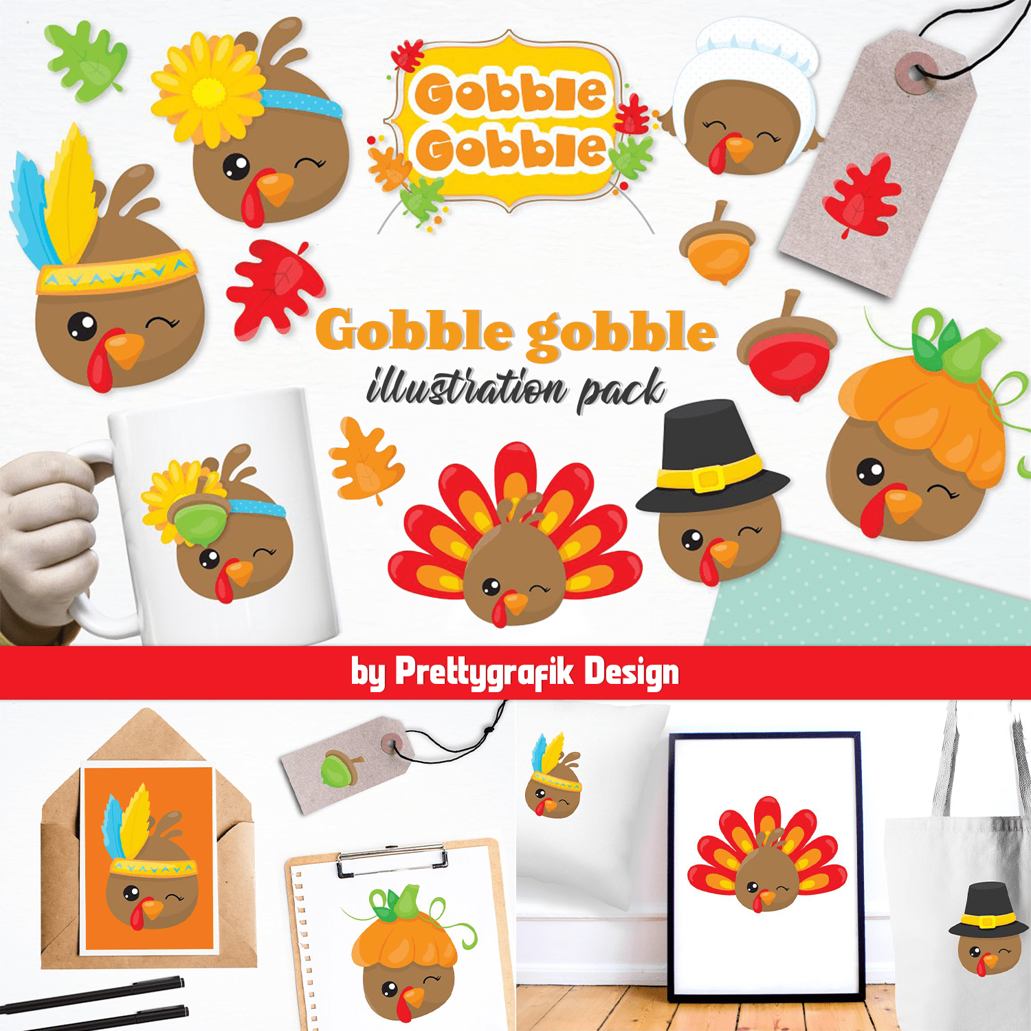 Gobble gobble illustration pack cover.