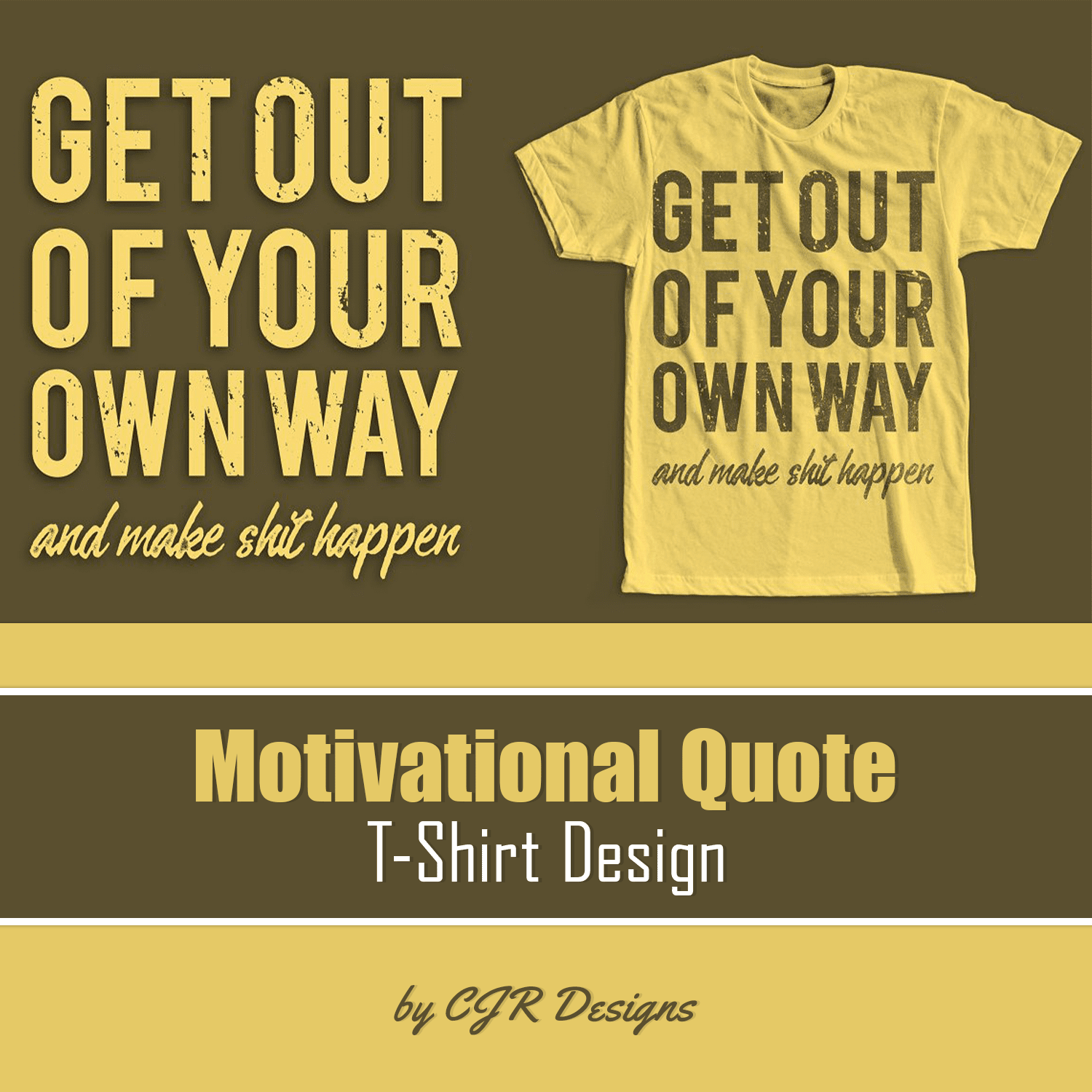 Light yellow T-shirt with a beautiful print with a motivational quote.