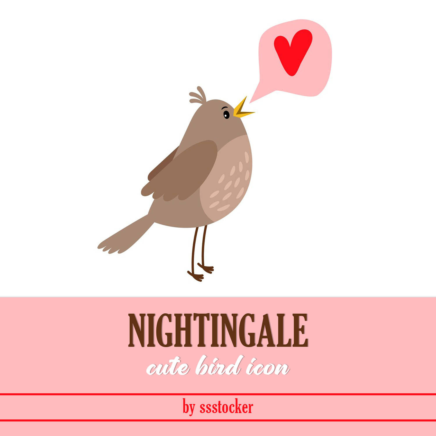 Nightingale cute bird icon cover.