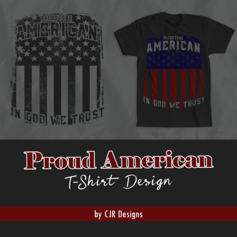 Black T-shirt with gorgeous American flag print.