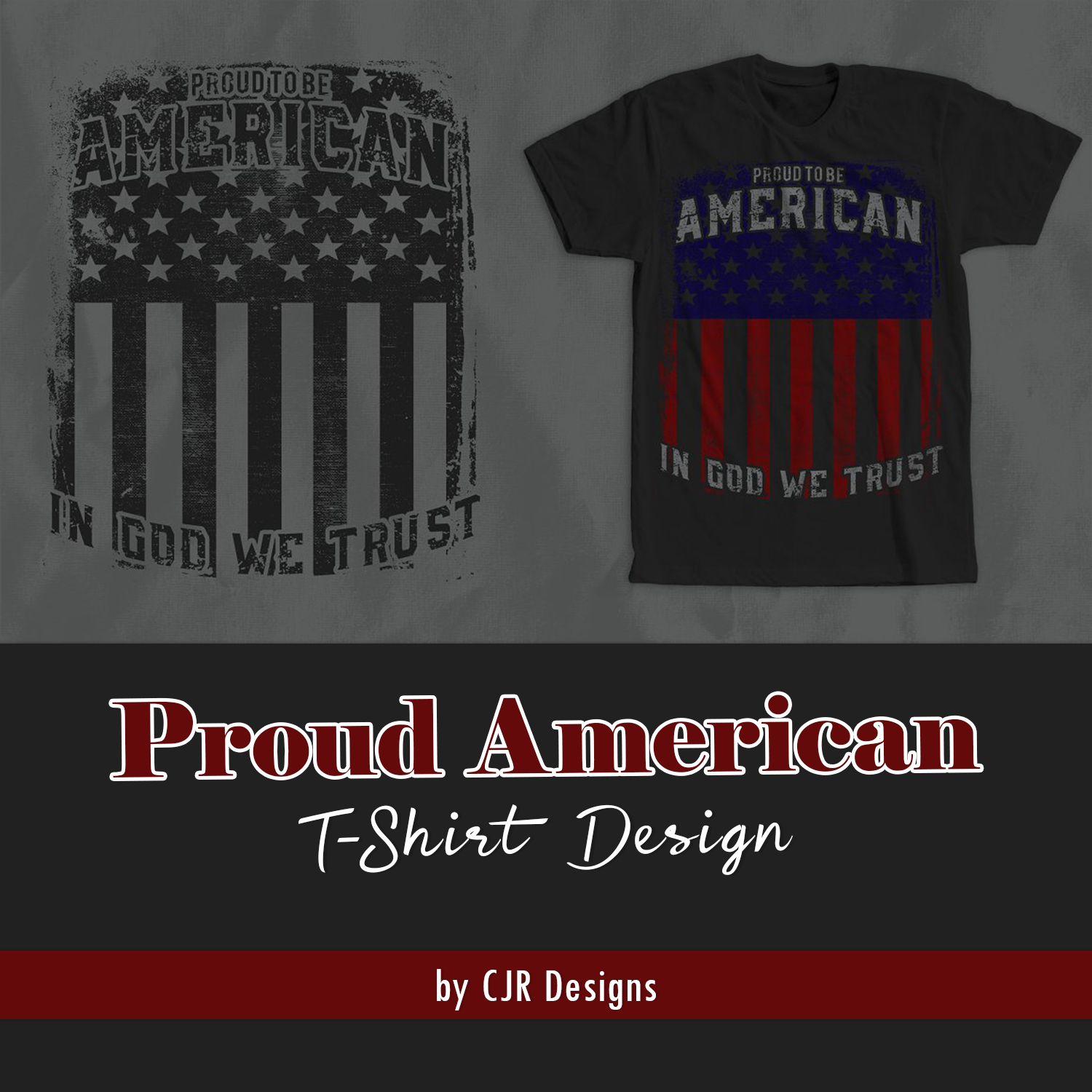 Black T-shirt with gorgeous American flag print.