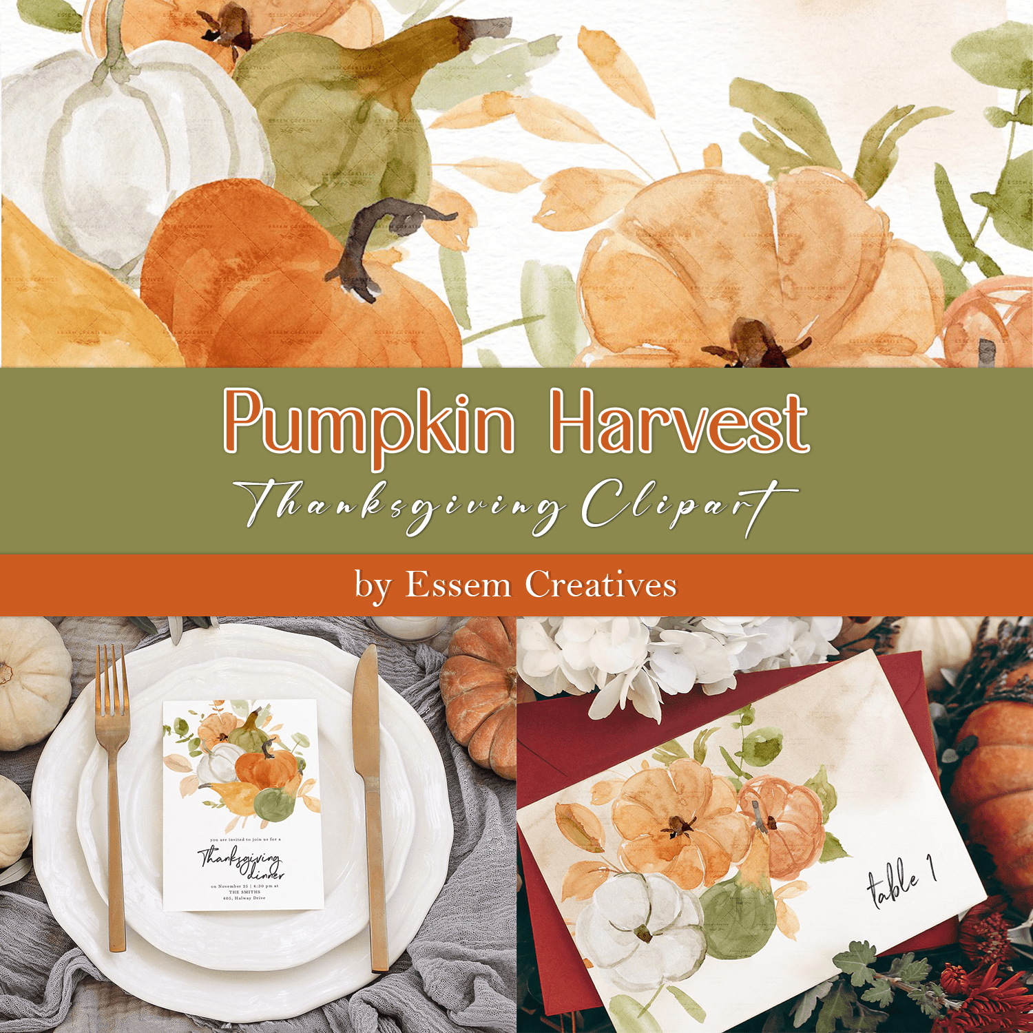 Pumpkin Harvest Thanksgiving Clipart cover.