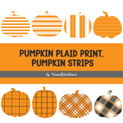 Pumpkin plaid print. Pumpkin strips.