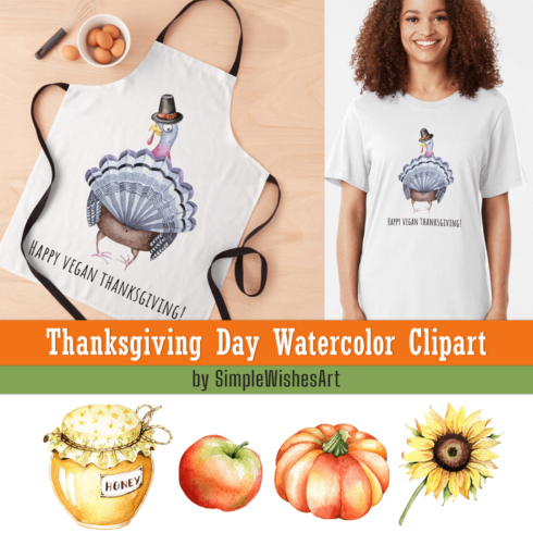 Thanksgiving Day Watercolor Clipart.
