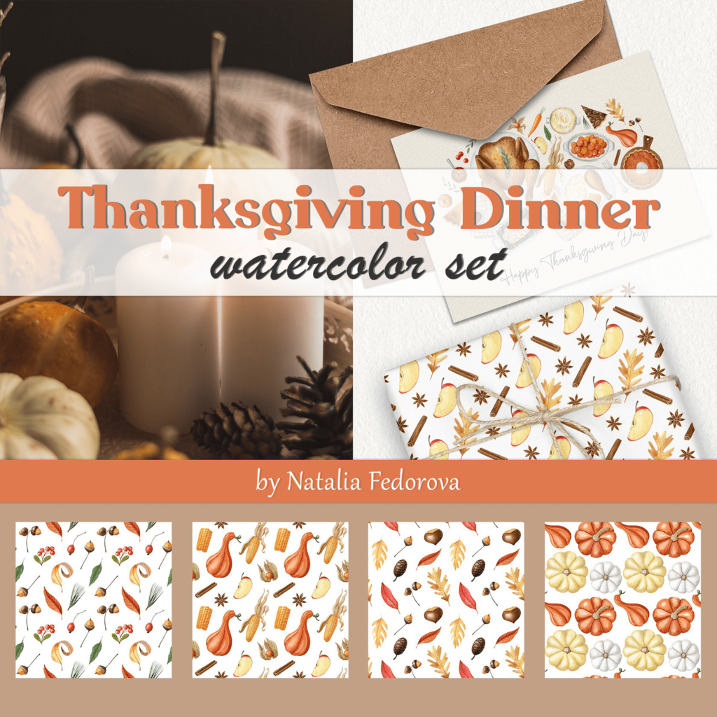 Thanksgiving Dinner Watercolor Set – MasterBundles