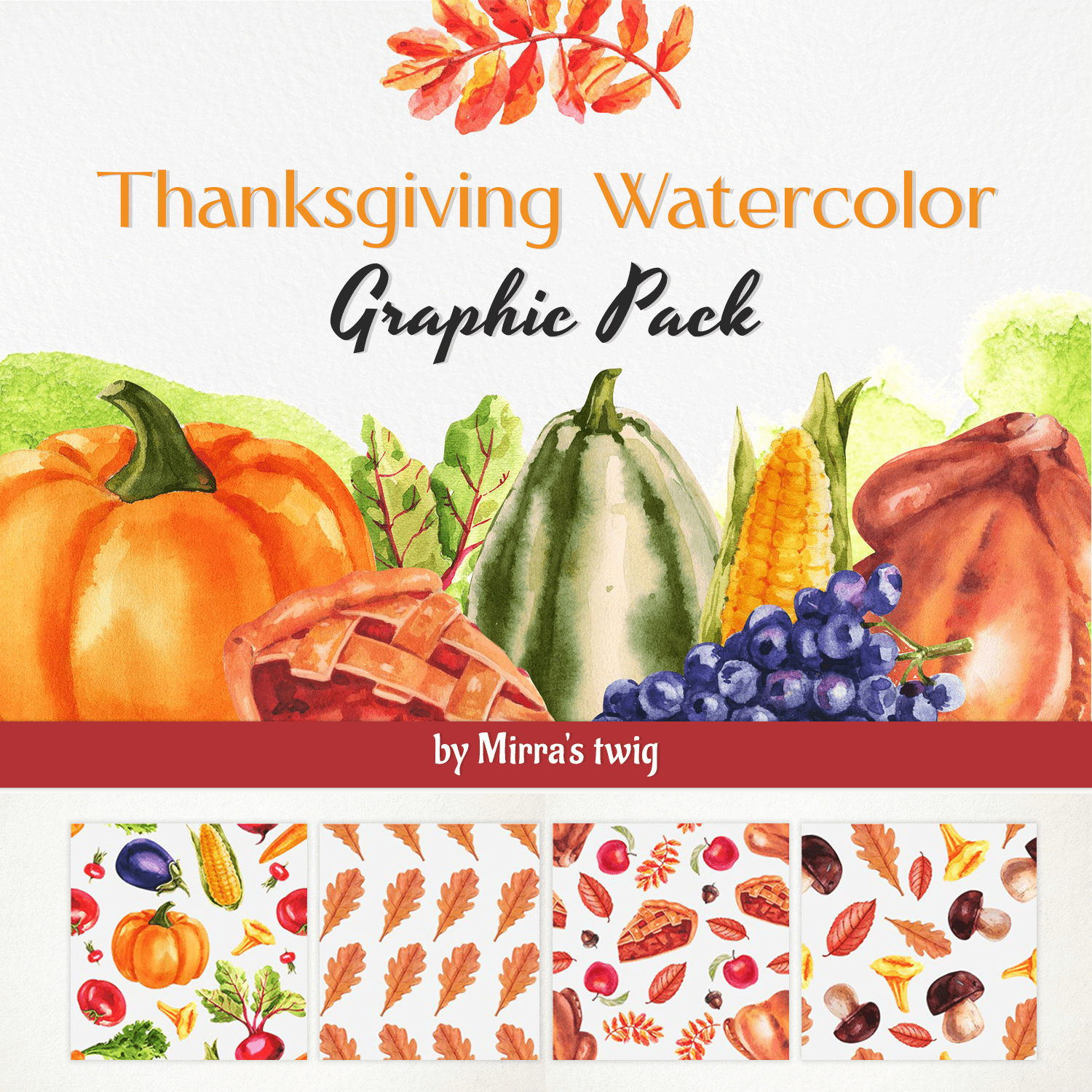 Thanksgiving Watercolor Graphic Pack cover.