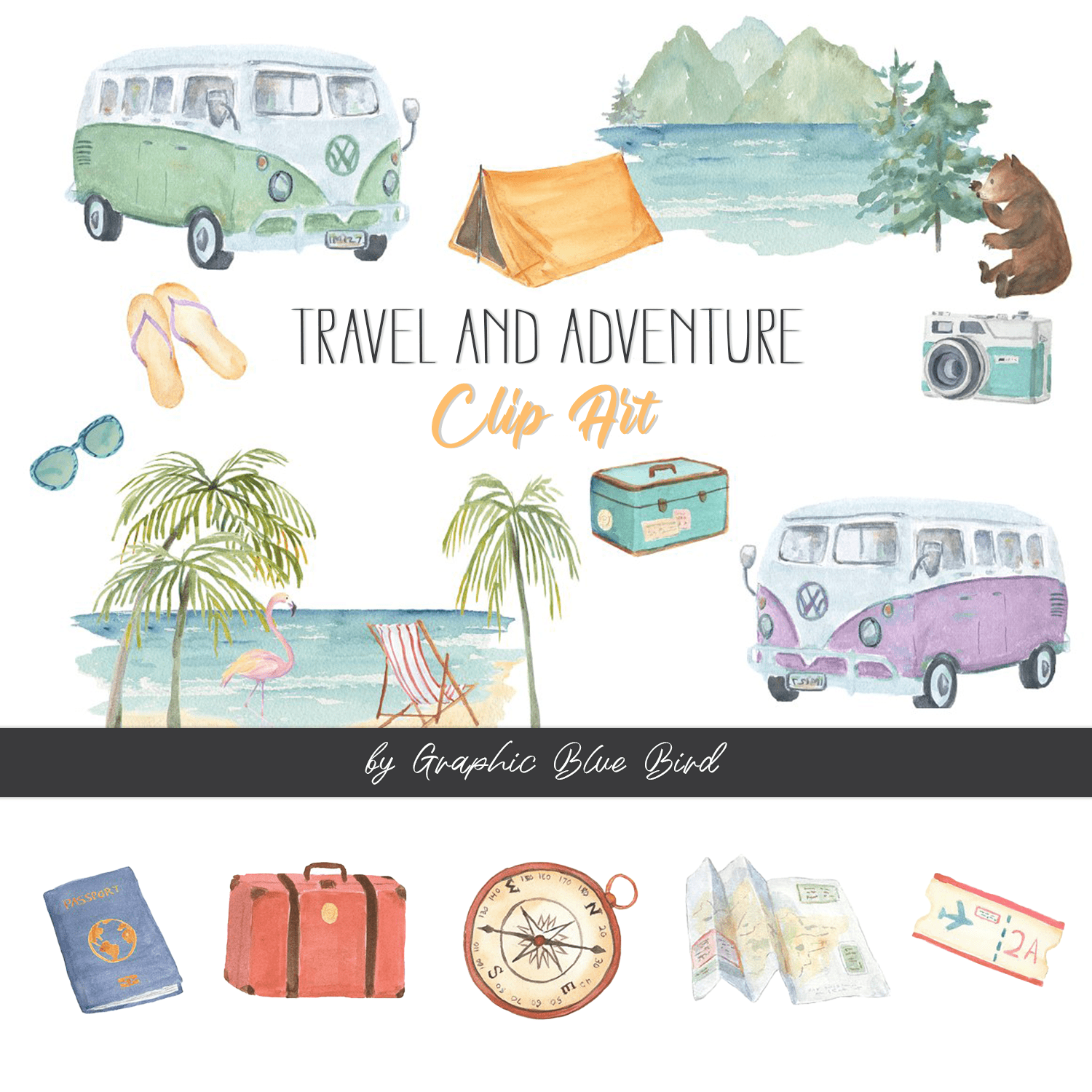 Travel and Adventure Clip Art cover.