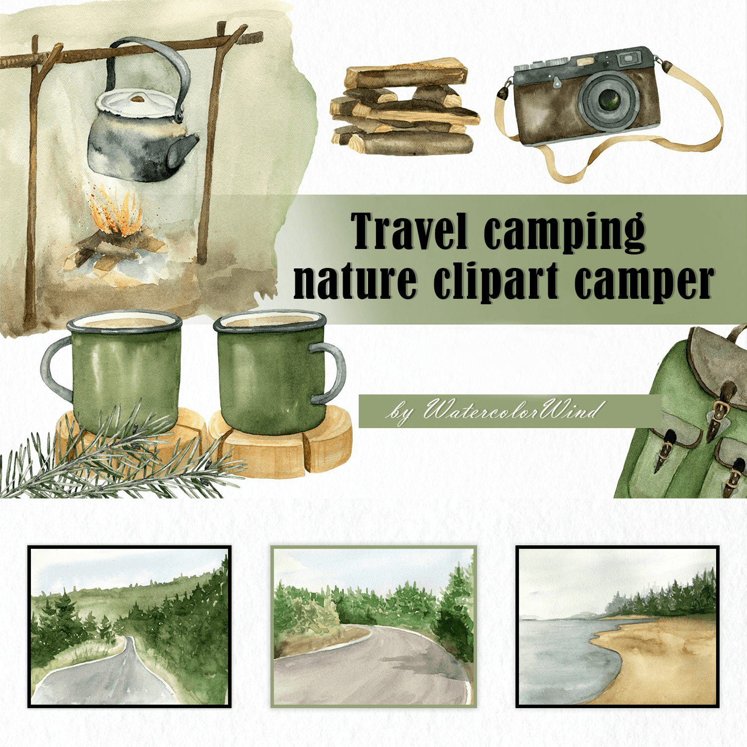 Travel camping nature clipart camper.