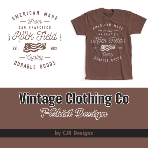 Brown T-shirt with gorgeous American flag and lettering print.