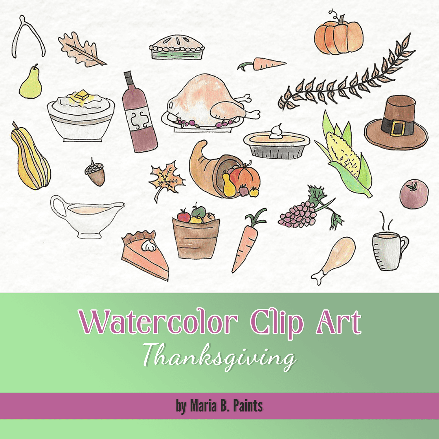 Watercolor Clip Art - Thanksgiving cover.