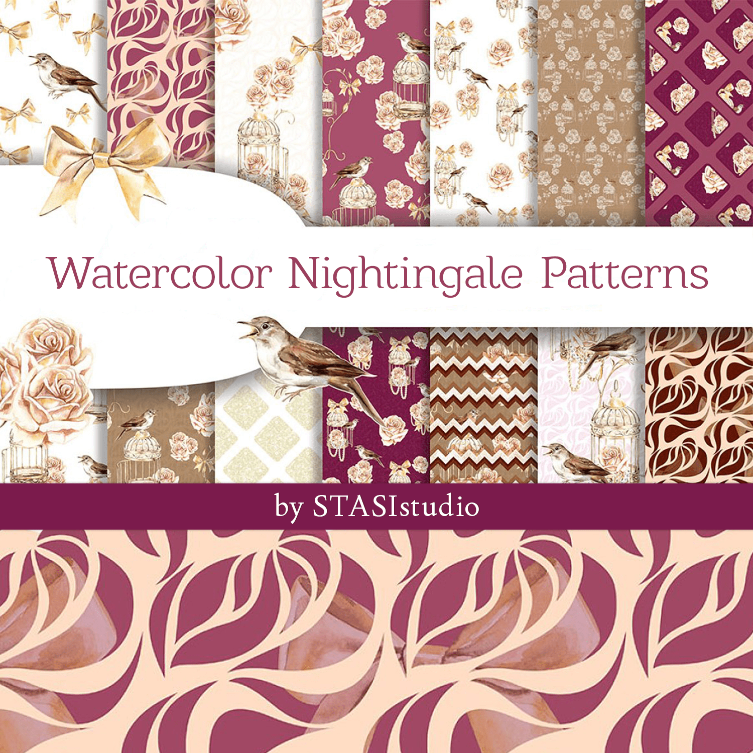 Watercolor Nightingale Patterns cover.