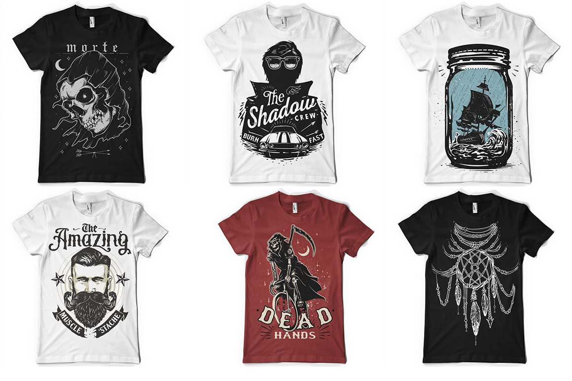 Vintage t-shirts with cool stylish illustrations.