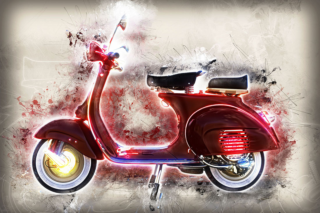 Red Motorcycles Printable Graphics with Grunge Style Preview image.