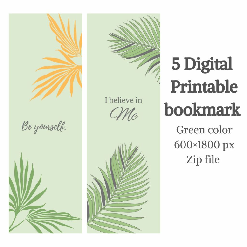 Palm leaves digital Bookmark - MasterBundles