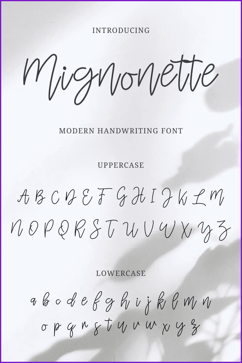 An example of Mignonette Handwriting Font on a gray background.