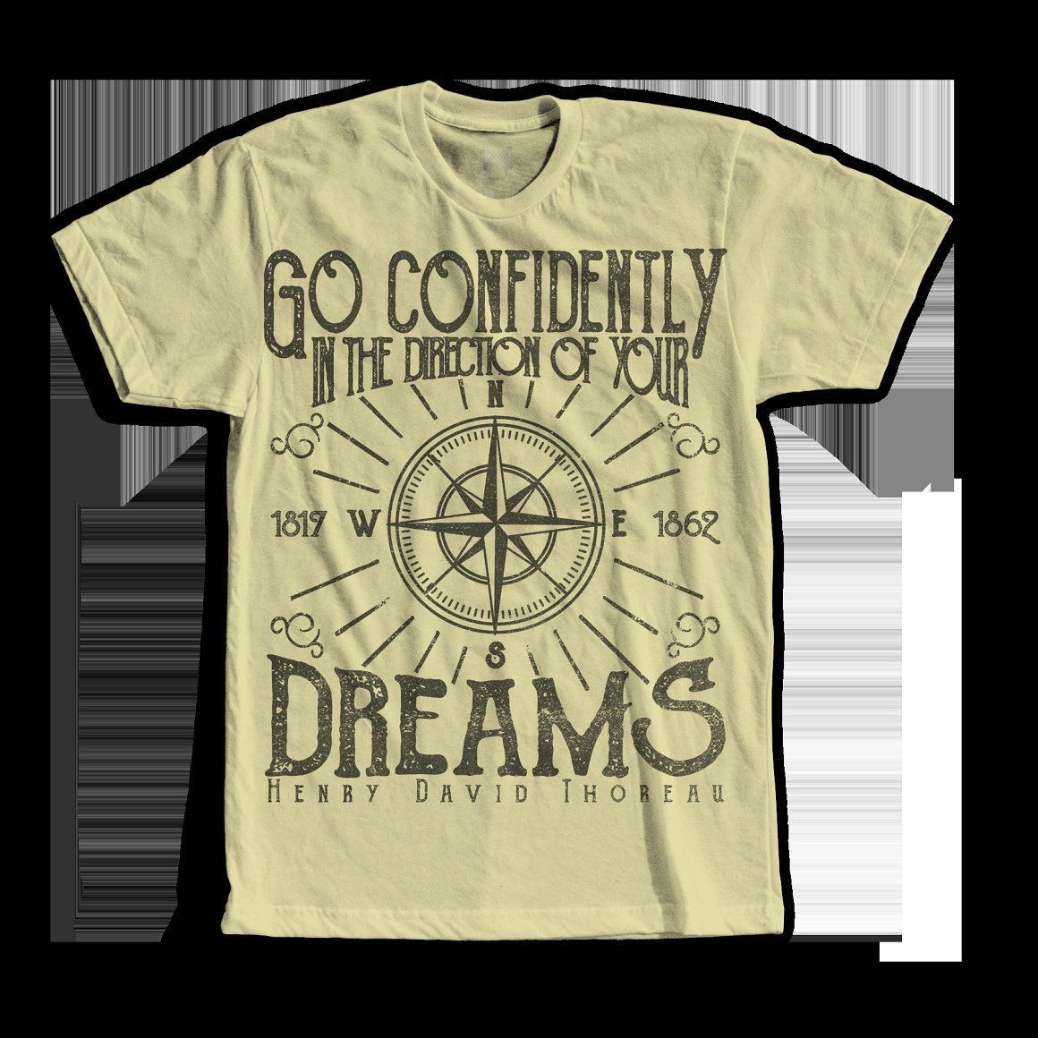 Beige t-shirt with the lettering "Go confidently in the direction of your dreams".