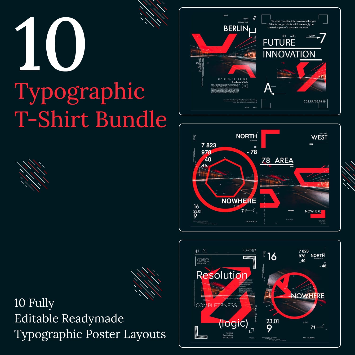 10 Typographic T-Shirt Bundle.