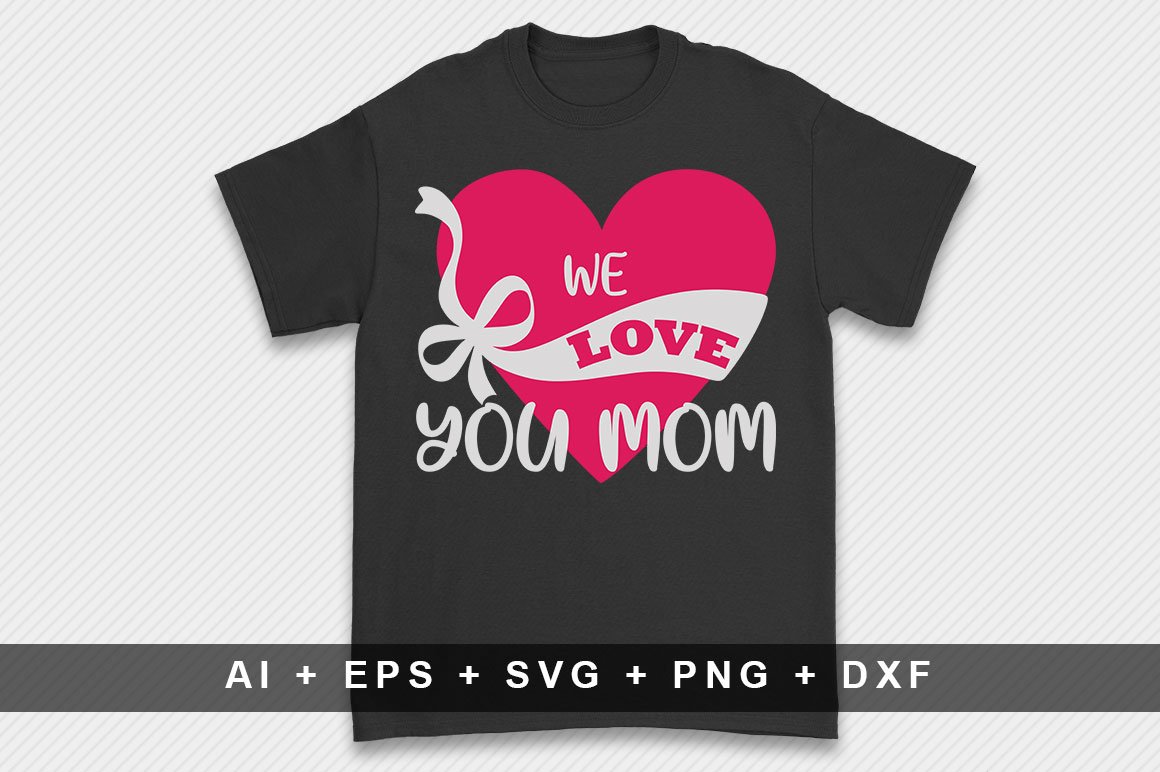 Black women's T-shirt with a colorful print about mom.
